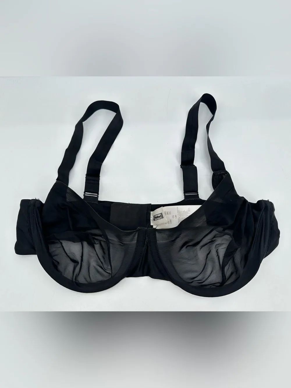 Wolford Bra Sheer Padless Underwire Black Bralette Size 38C